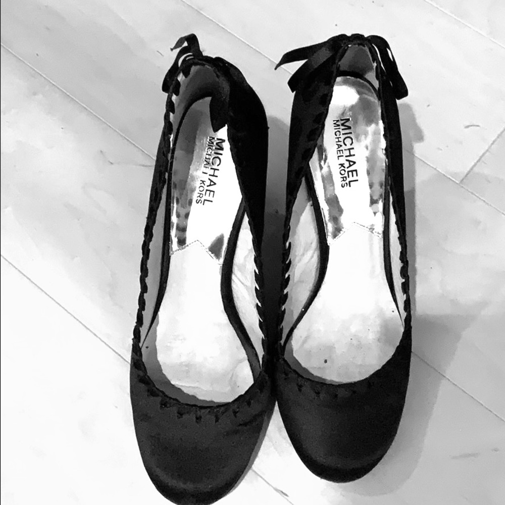 Michael by Michael Kors black satin stiletto heels